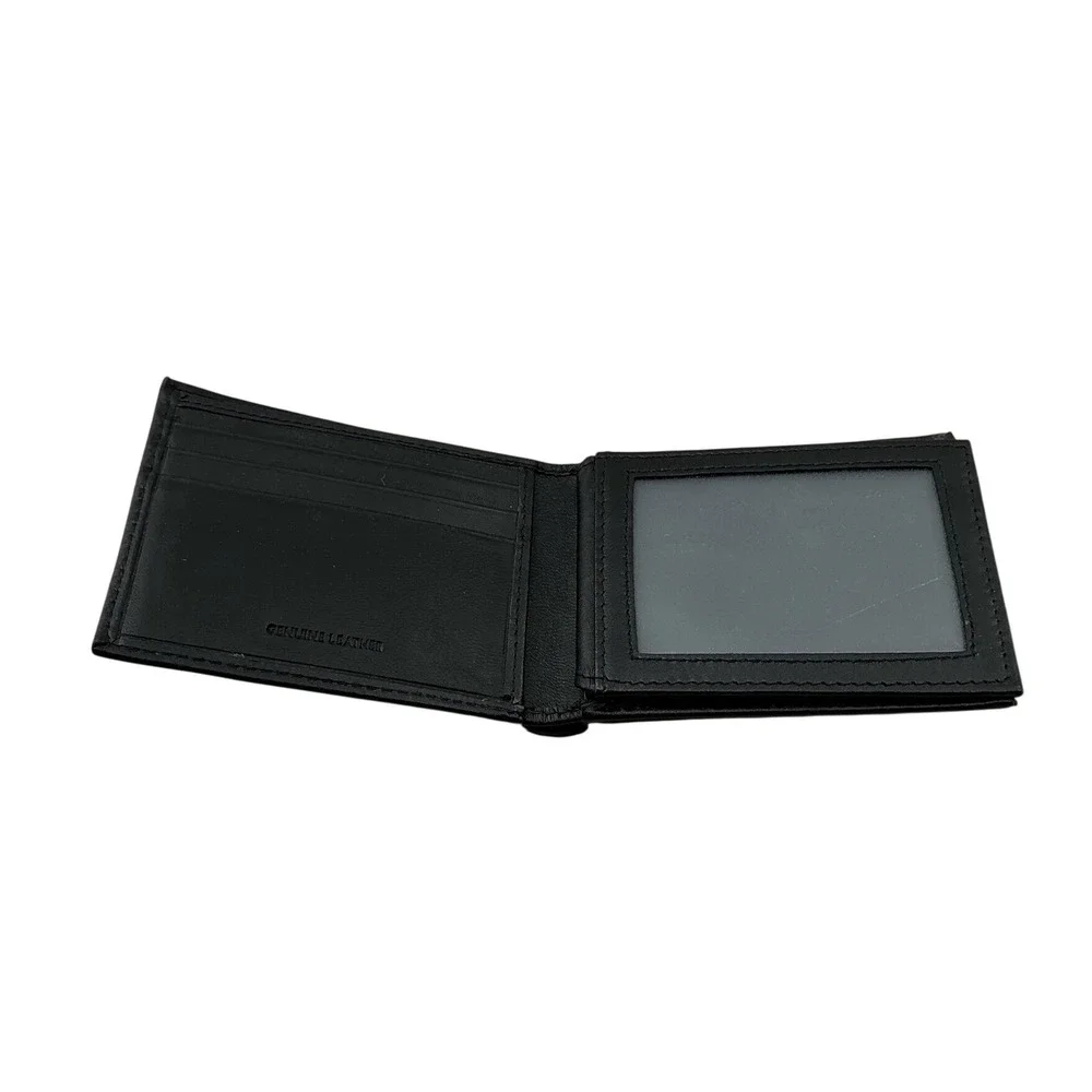 Kenneth‎ Cole Reaction Mens Black Leather Bifold Wallet ID Window Card Case